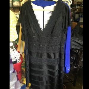 J S Collections Satin & Lace Cocktail Dress